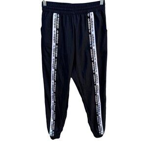 Adidas Originals Womens Black Logo Tape Track Jogger Pants Athleisure Streetwear